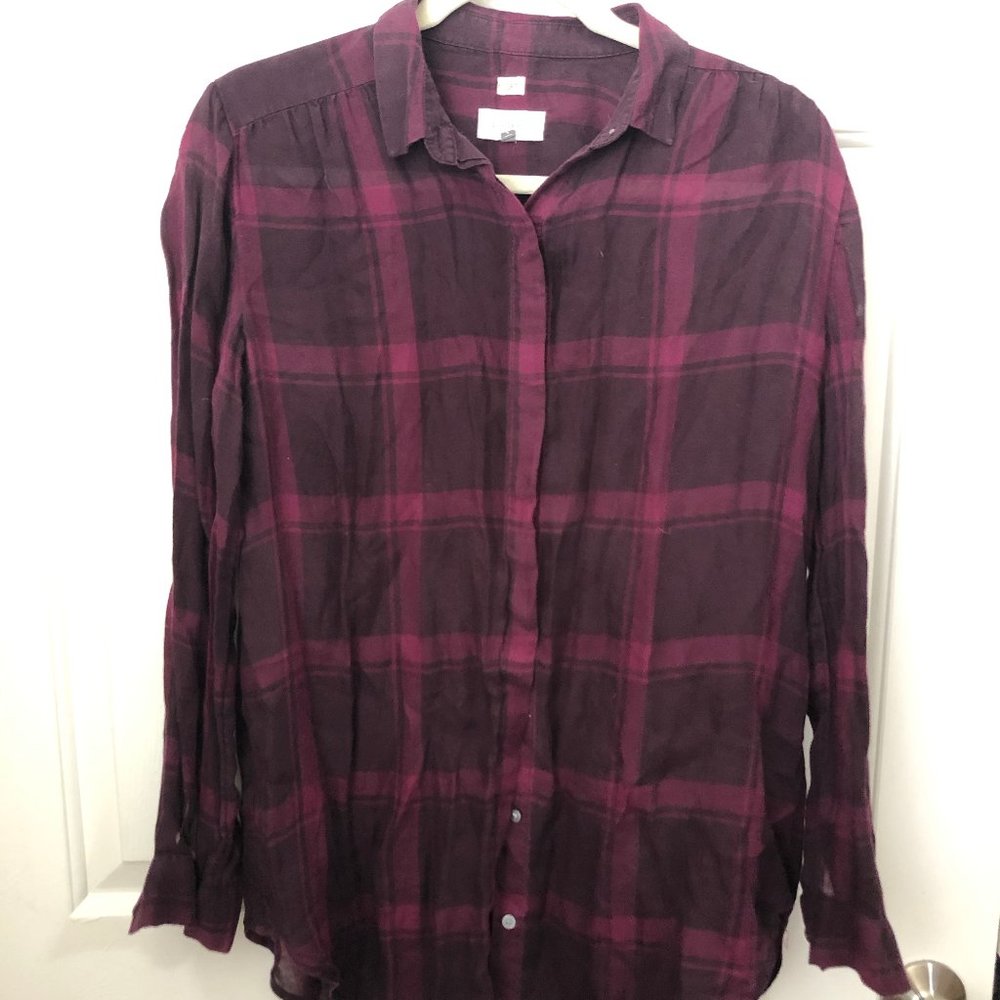 LOFT Plaid Button Down Tunic